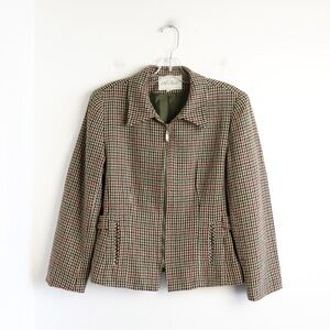 Lord & Taylor wool blazer jacket women's classic M premium brown tan gold medium
